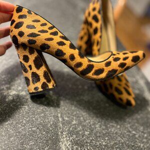 Vince Camuto Talise Leopard Print Pointed Block-Heel Pumps 6.5